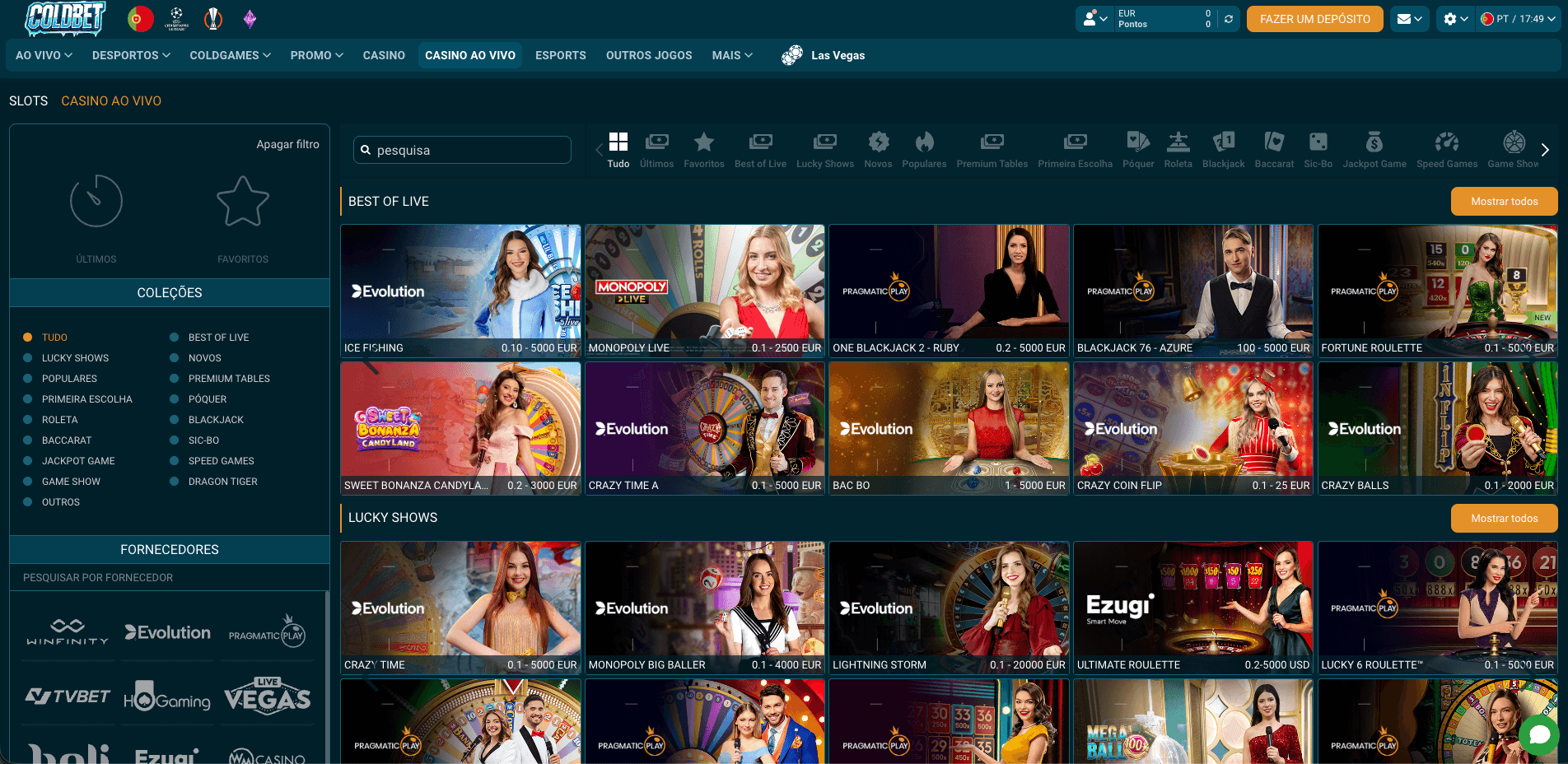 Casino ao Vivo Coldbet